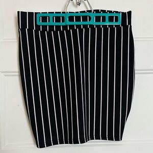 Black and White Striped Women's Skirt